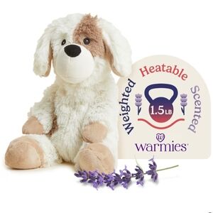 Warmies Weighted Heatable Scented Dog Plush - White and Tan
